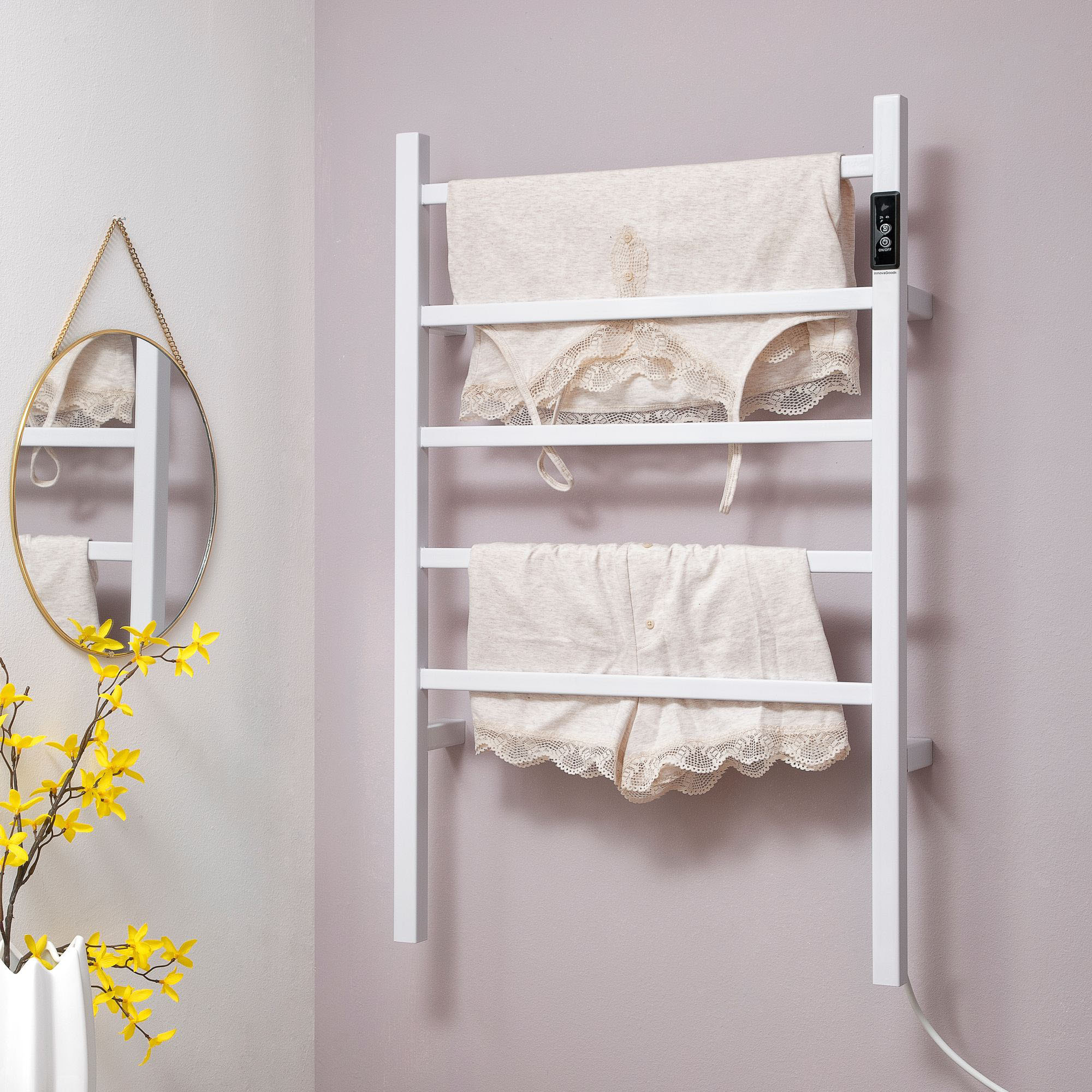 Portasciugamani elettrico a pavimento e a parete InnovaGoods - bianco - 84,5x12,5x92,5 cm