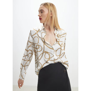 Camicia in raso fantasia chevronne