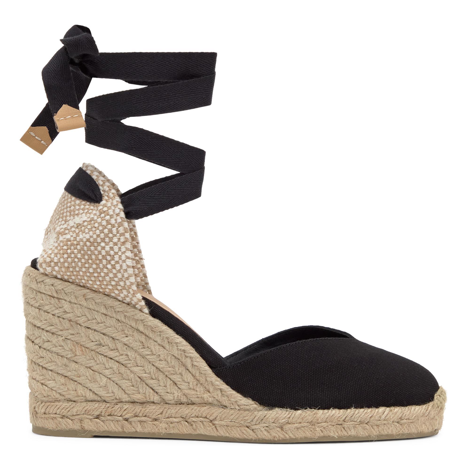 Alpargatas de cuña de mujer Chiara en algodón orgánico con cierre de cintas