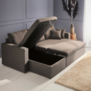 Canapé d'angle convertible réversible 3 places tissu avec coffre IDA
