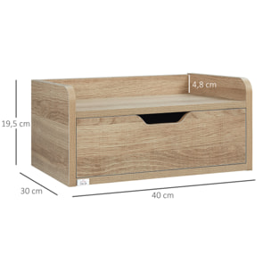 Set de 2 Mesitas de Noche Flotantes Mesillas de Noche de Pared con Cajón para Dormitorio Habitación Hogar Diseño Sencillo 40x30x19,5 cm Madera Natural