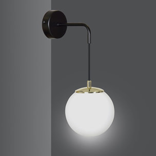 Lampada da parete OGNIS in acciaio nero opaco e vetro
