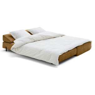 Brescia - banquette 3 places convertible en tissu velours relief - Jaune