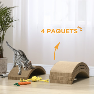 Lot de 4 planches grattoirs réversibles pour chat - dim. 55L x 25,5l cm - carton ondulé double face