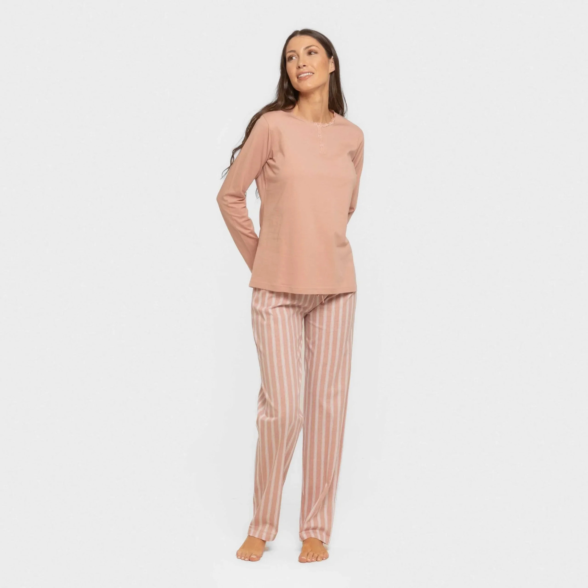 Pijama largo algodón Raya Marsella Rosa keike