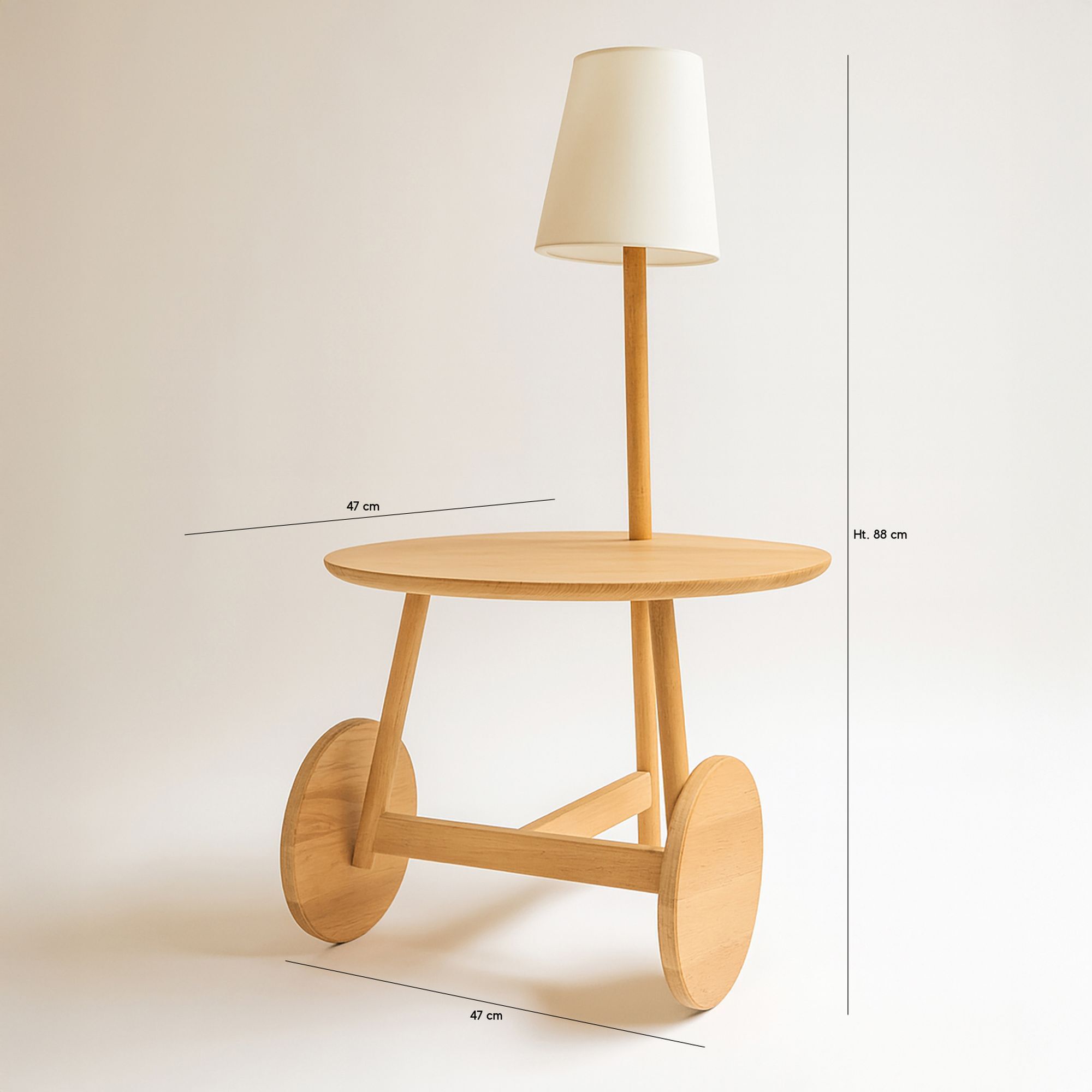 Table d'appoint en teck avec lampe