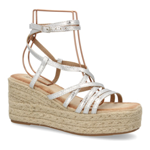 Sandalias de cuña de yute para mujer, diseño comodo y moderno con tiras cruzadas