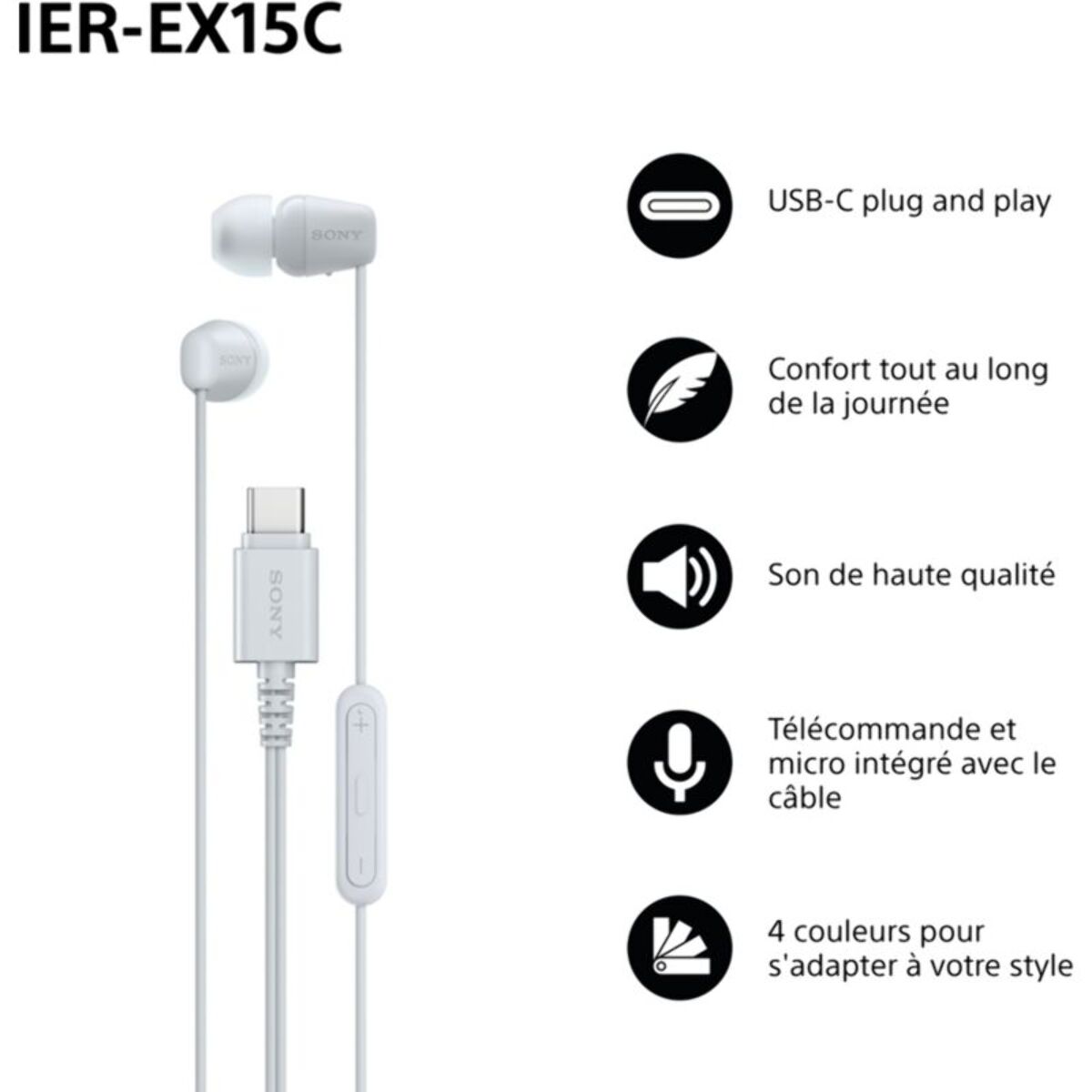 Ecouteurs SONY IER EX15C Blanc
