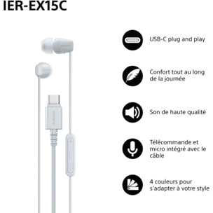 Ecouteurs SONY IER EX15C Blanc