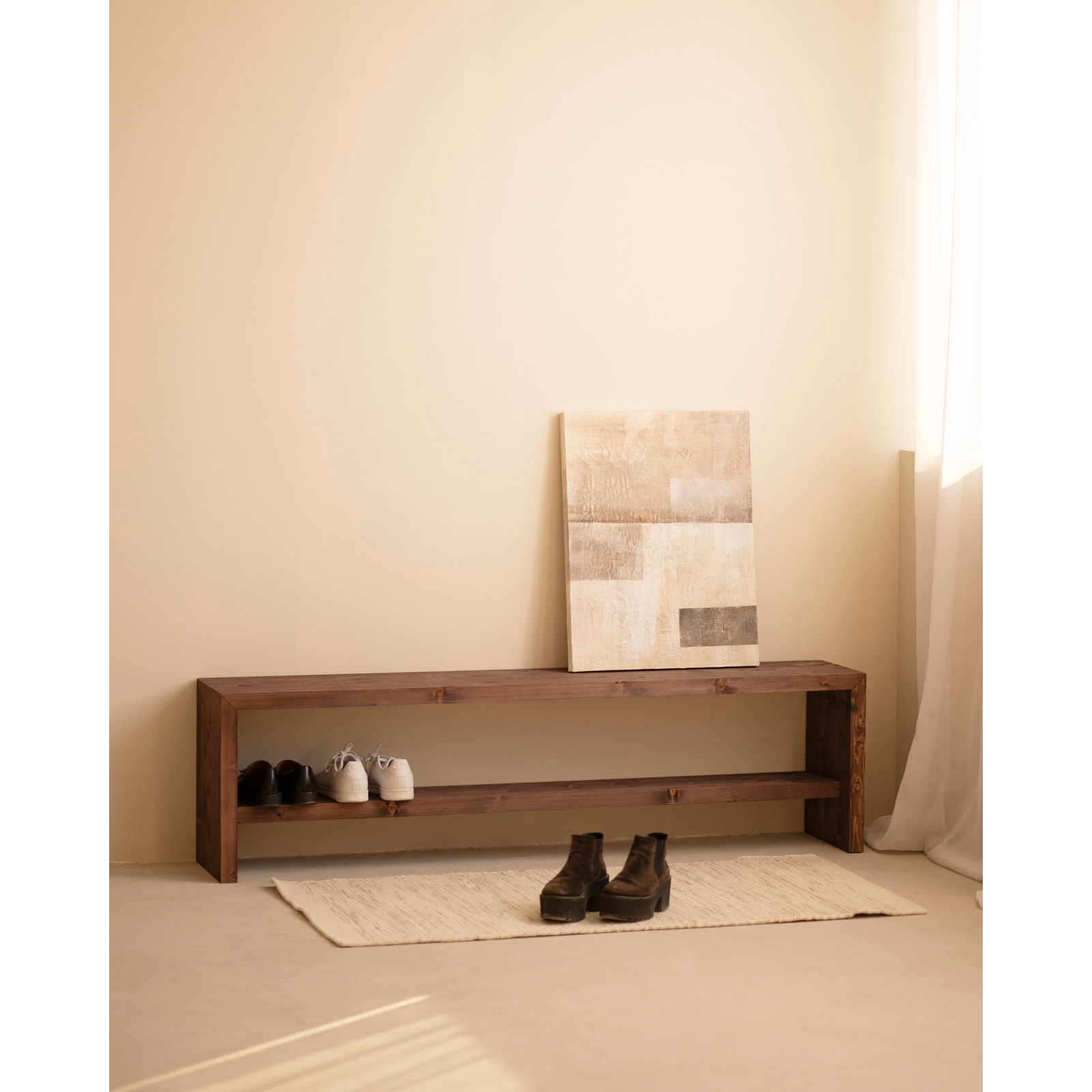 Tableau gris décoratif sur toile de coton avec cadre en bois peint à la main à la peinture à l'huile en différentes tailles