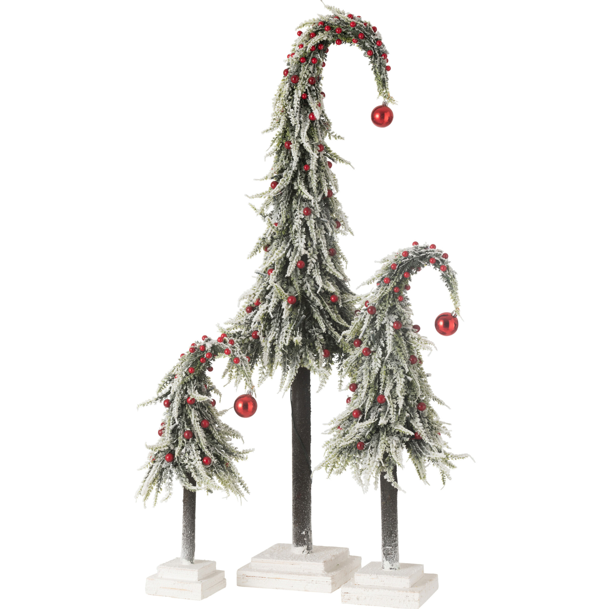 J-Line décoration sapin De Noël Bonnet Neige - plastique - vert/rouge - large- LED