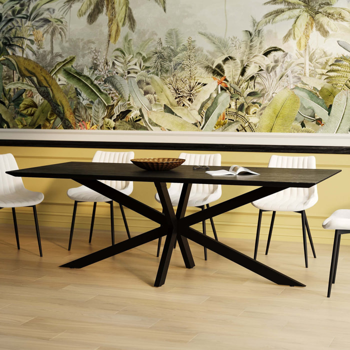 Table rectangulaire 10 personnes en bois de teck recyclé noir 240 cm - Marvel