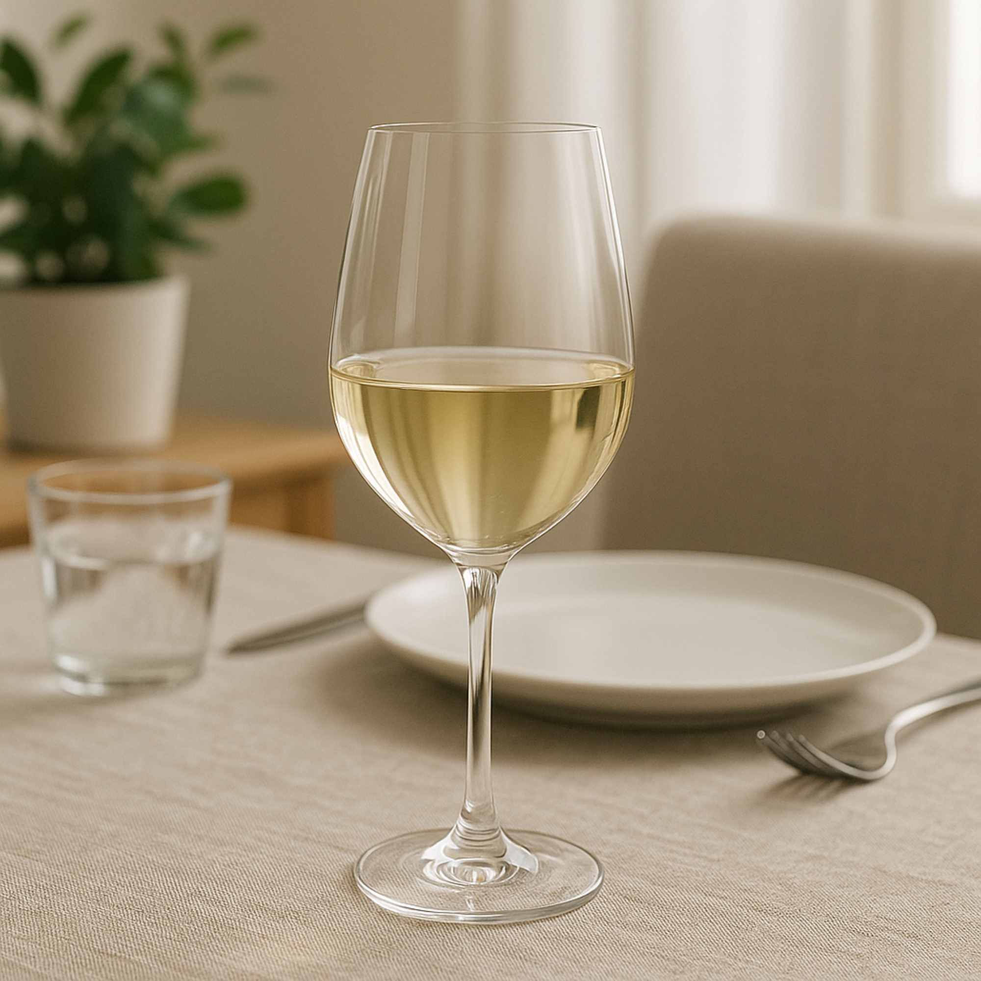 Juego de 4 copas de vino blanco con diseño de rayas en relieve 520ml