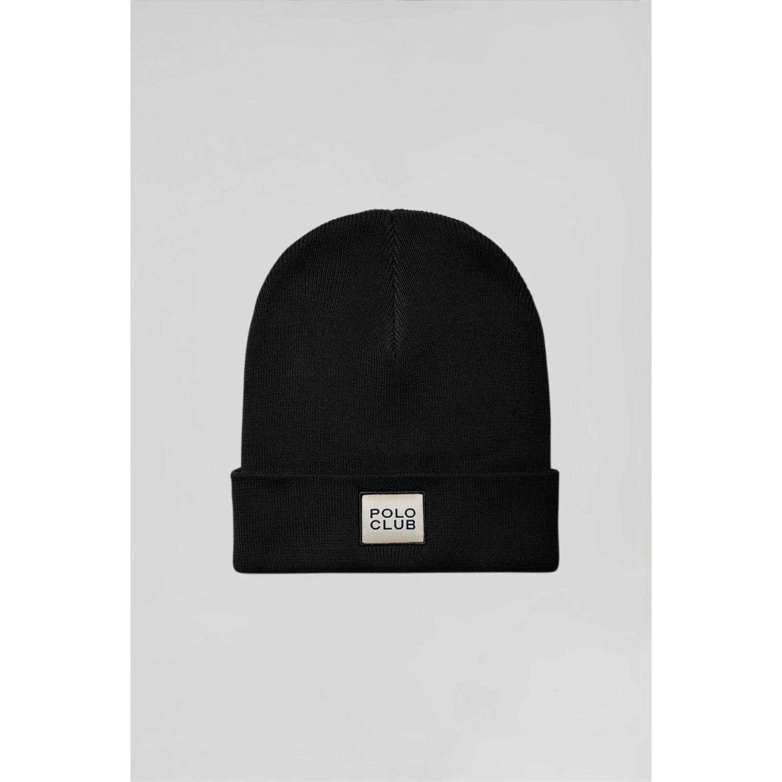 Gorro negro de lana unisex con detalle Polo Club