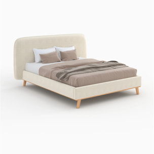 Lit double 160x200 cm en tissu gris/beige - Modjo