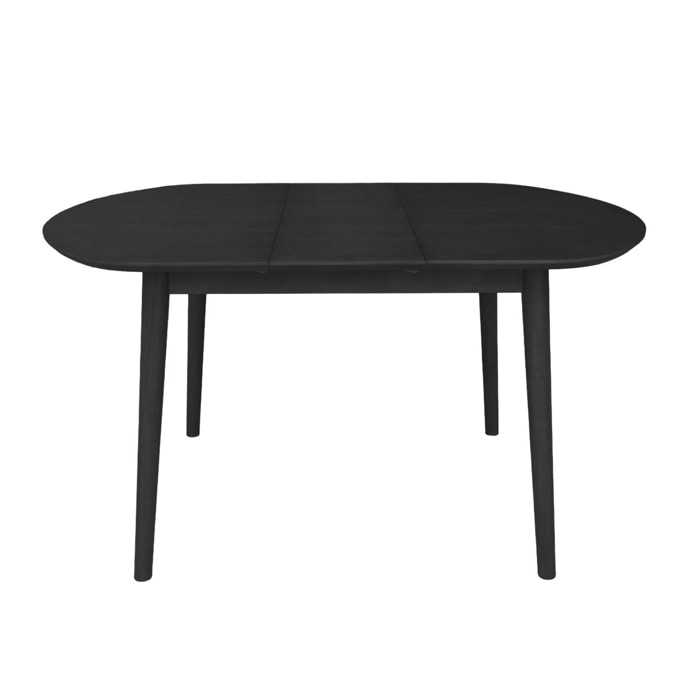 Table à manger ovale extensible bois d'hévéa et placage chêne noir 4-6 places - 110 / 140 x 100 x 75 cm - Lisa