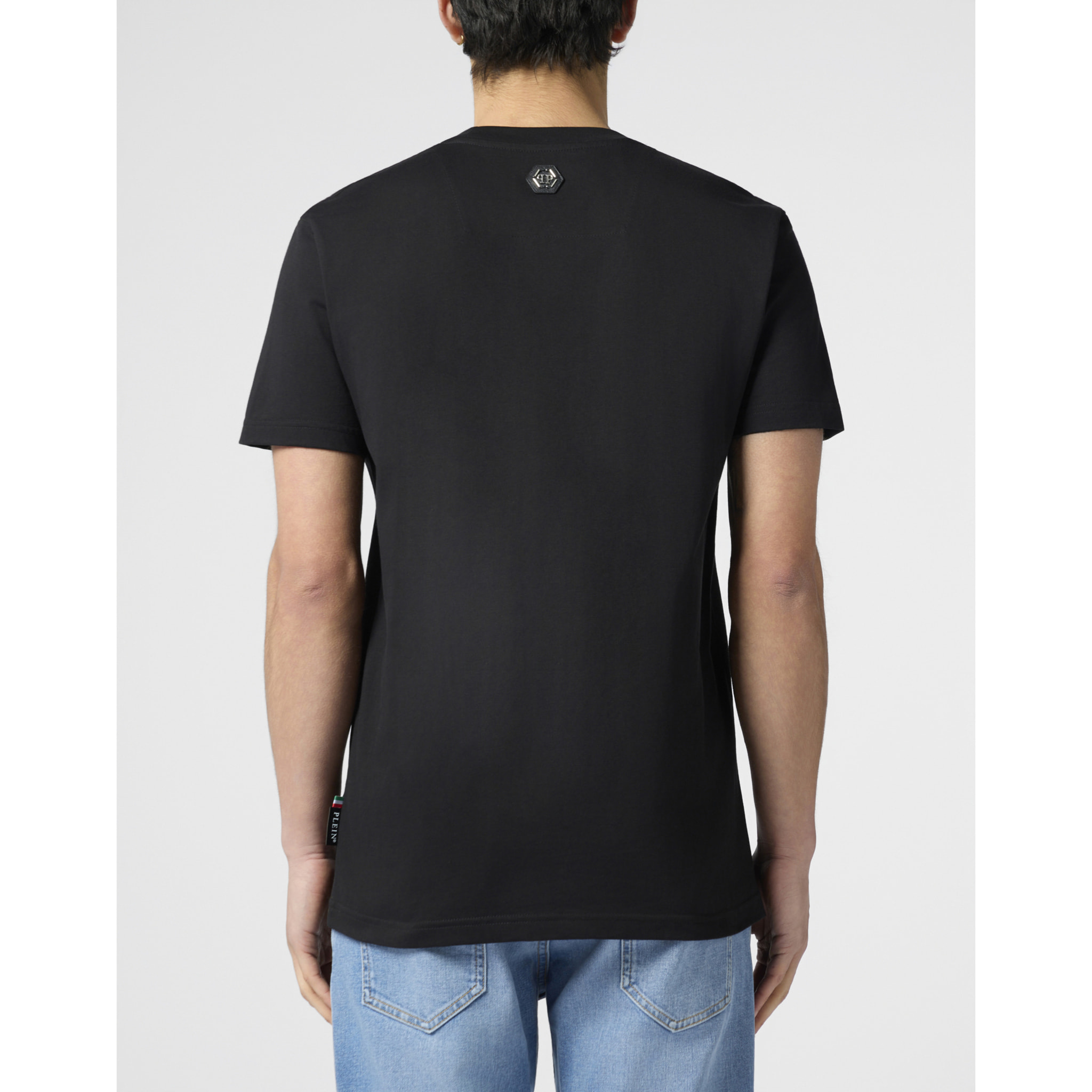 PHILIPP PLEIN Round Neck T-Shirt Paint Splash Skull