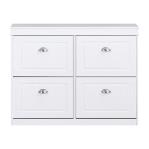 Scarpiera bianca 4 ribalte salvaspazio 105x24x82 cm con maniglie in alluminio- Vittoria