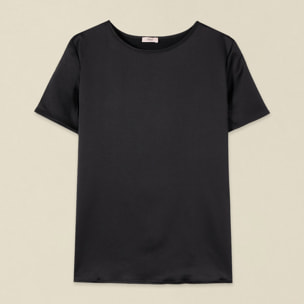 Oltre - T-shirt bimaterica - Nero