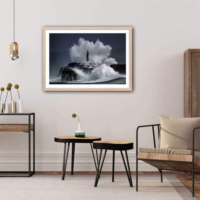 Affiche Phare fantôme Affiche + cadre en bois - Chêne