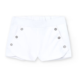 Short elÃ¡stico de felpa para niÃ±a en blanco liso, Camiseta