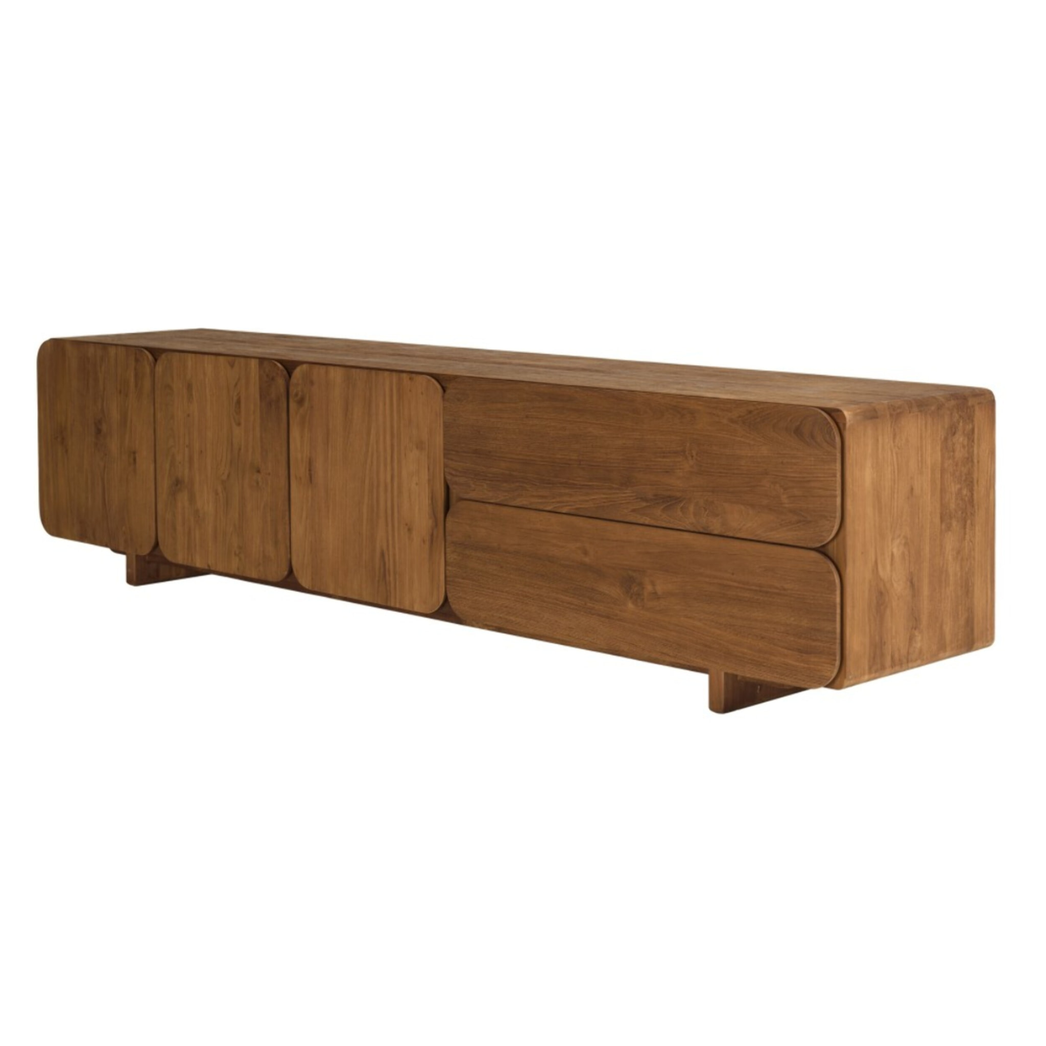 SIXTINE - Buffet 3 portes 2 tiroirs 200x48cm en bois de teck recyclé