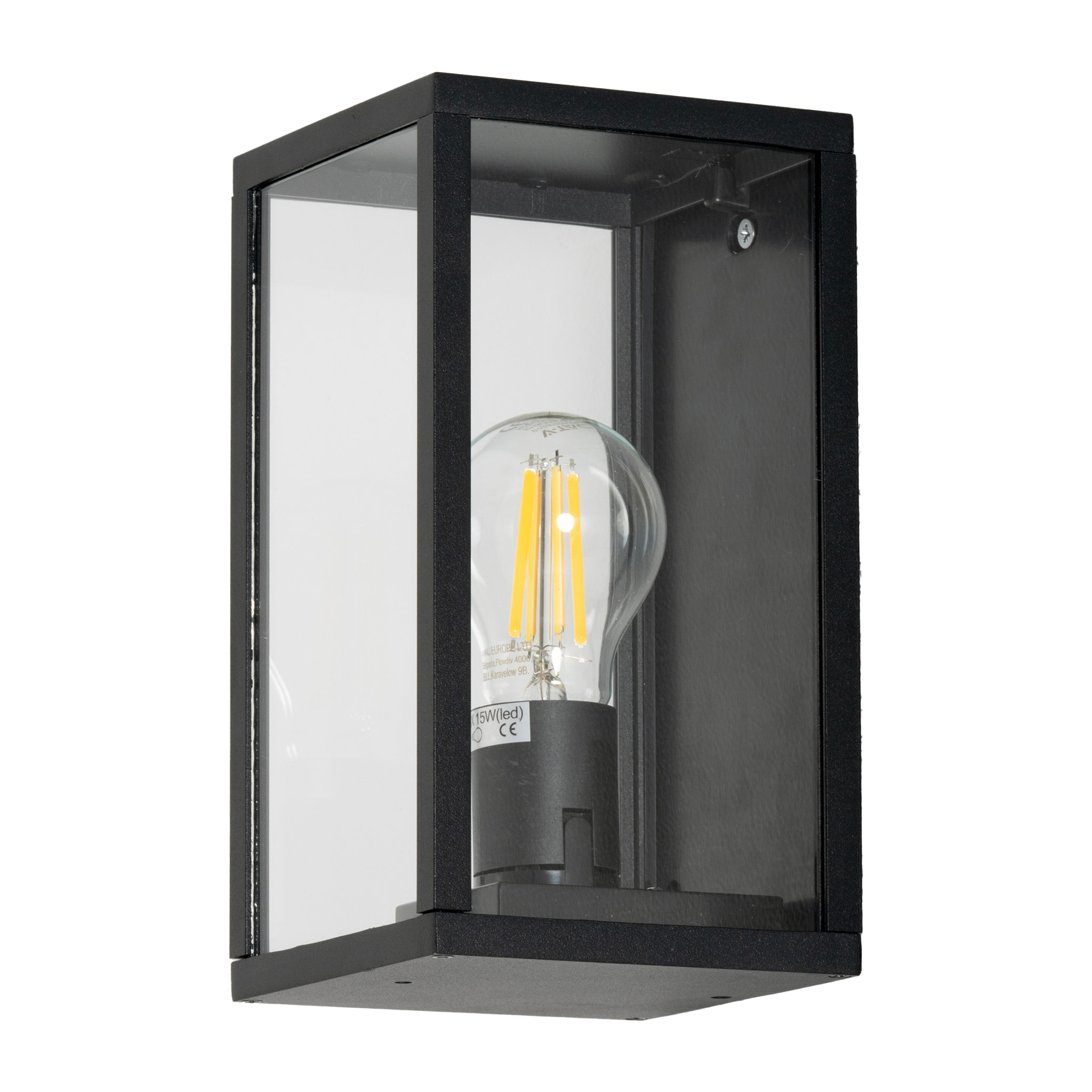 FORLIGHT Pristol Apliqiue rectangular para bombilla E27 en color negro
