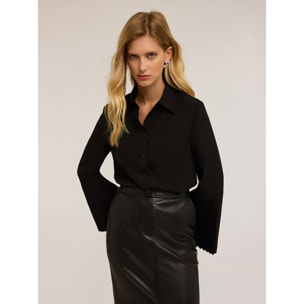 Motivi - Camicia con maniche plissé - Nero