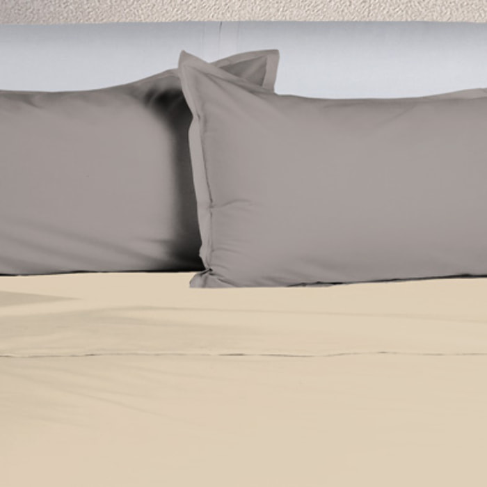 UNO CASA DESIGN Completo Letto Bice 25 Bicolor in Puro Cotone_Matrimoniale_taupe