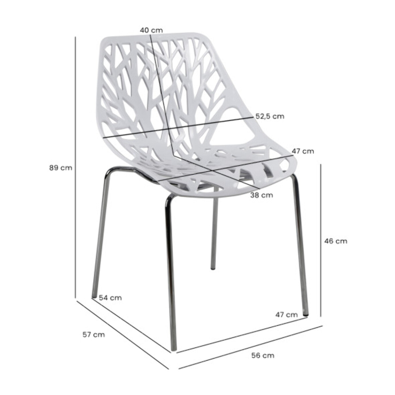 Chaise ajourée et empilable avec pieds métal chromé - QUEEN 3