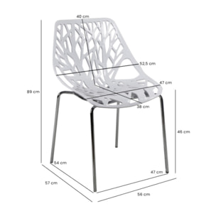 Chaise ajourée et empilable avec pieds métal chromé - QUEEN 3