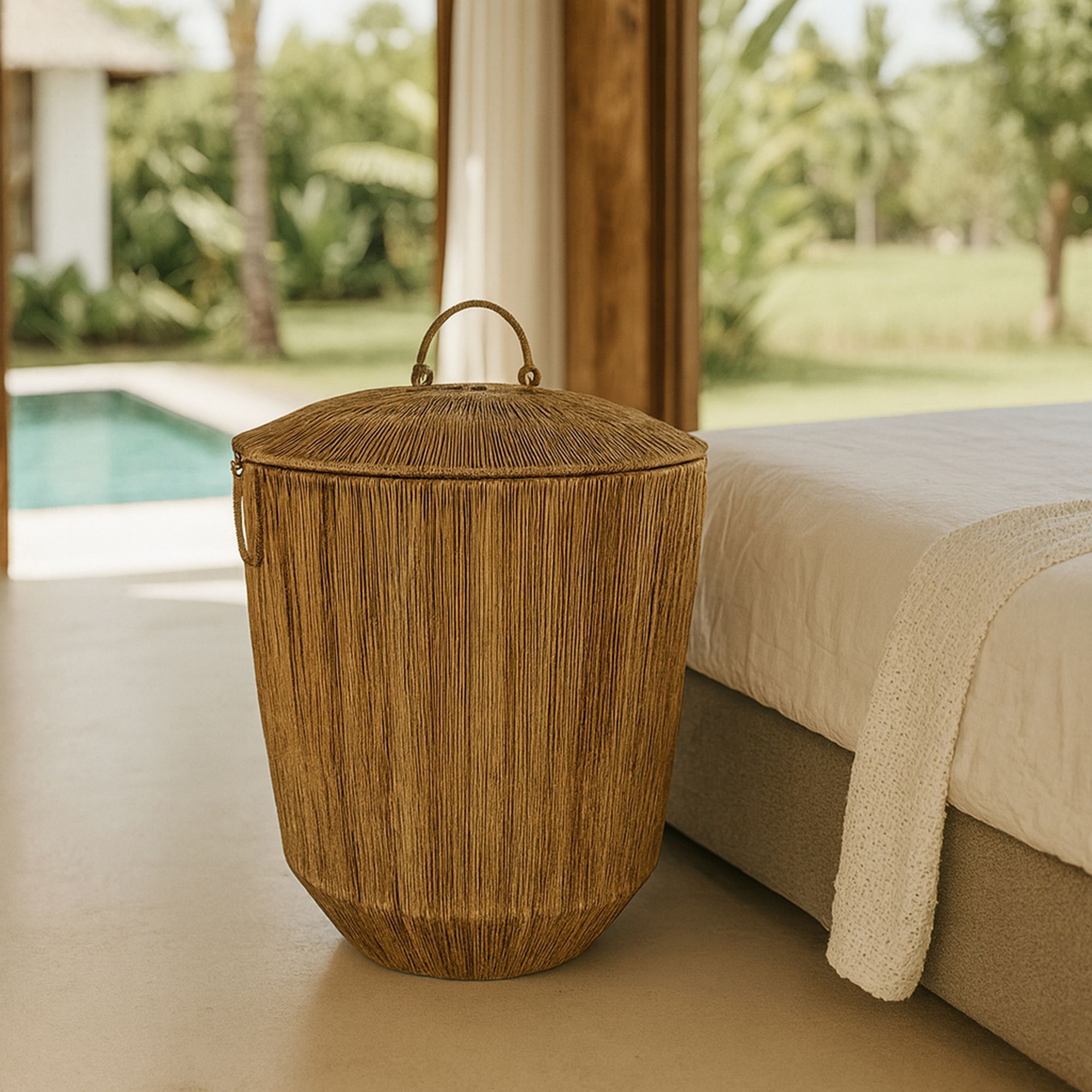 Panier en jute avec couvercle et poignées 45cm SIBU