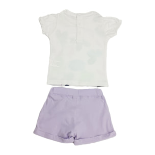 COMPLETO 2PZ TSHIRT FIORI E SHORT LILLA