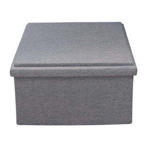 Coffre Pouf Pliable Table Tissu Gris 76x76cm