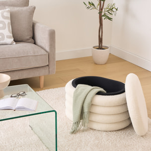 Pouf coffre bouclette Guilia blanc 59x45cm