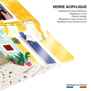 Tableau art linges aux fenetres dans le sud  Tableau plexiglas