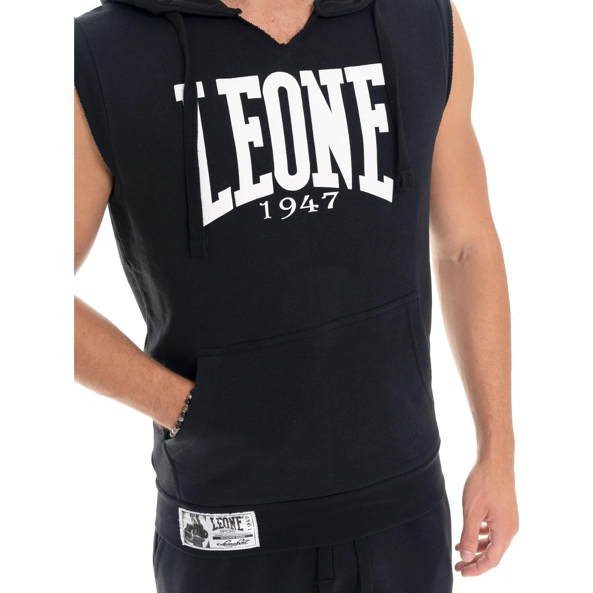 Felpa smanicata Leone 1947 Apparel con cappuccio e stampa Boxing. Per palestra.