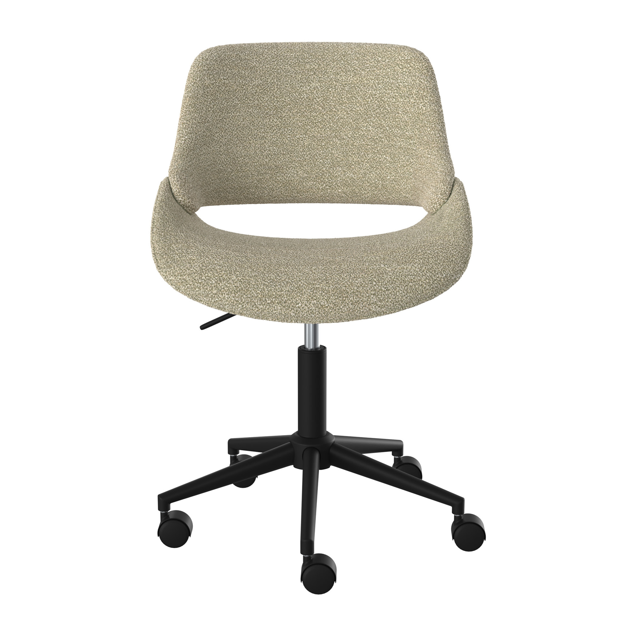 Chaise de bureau pivotante et réglable en tissu bouclé beige - Dune
