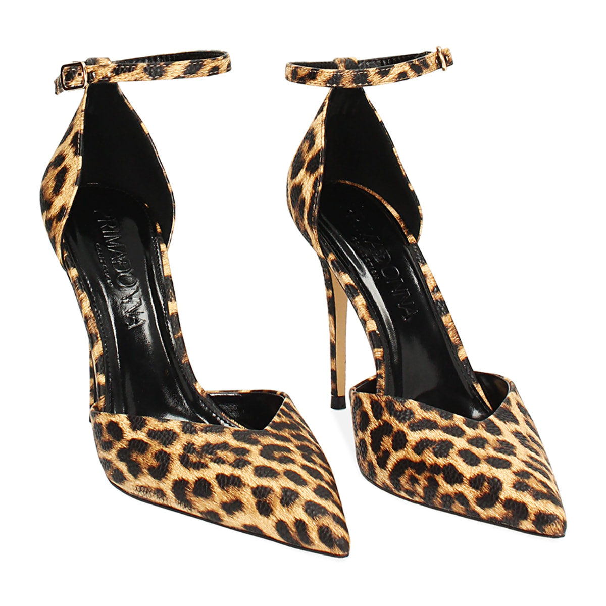 Décolleté open shank donna leopardate, tacco 10,5 cm