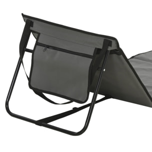 Conjunto de 2 Esterillas de Playa Plegable Esteras Acolchadas de Tela Oxford PVC 600D con Respaldo Reclinable y Bolsa de Transporte para Jardín 142x51x40 cm Gris