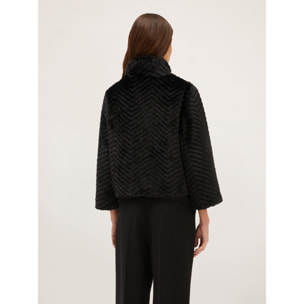 Motivi - Capa corta teddy corte espigado - Negro