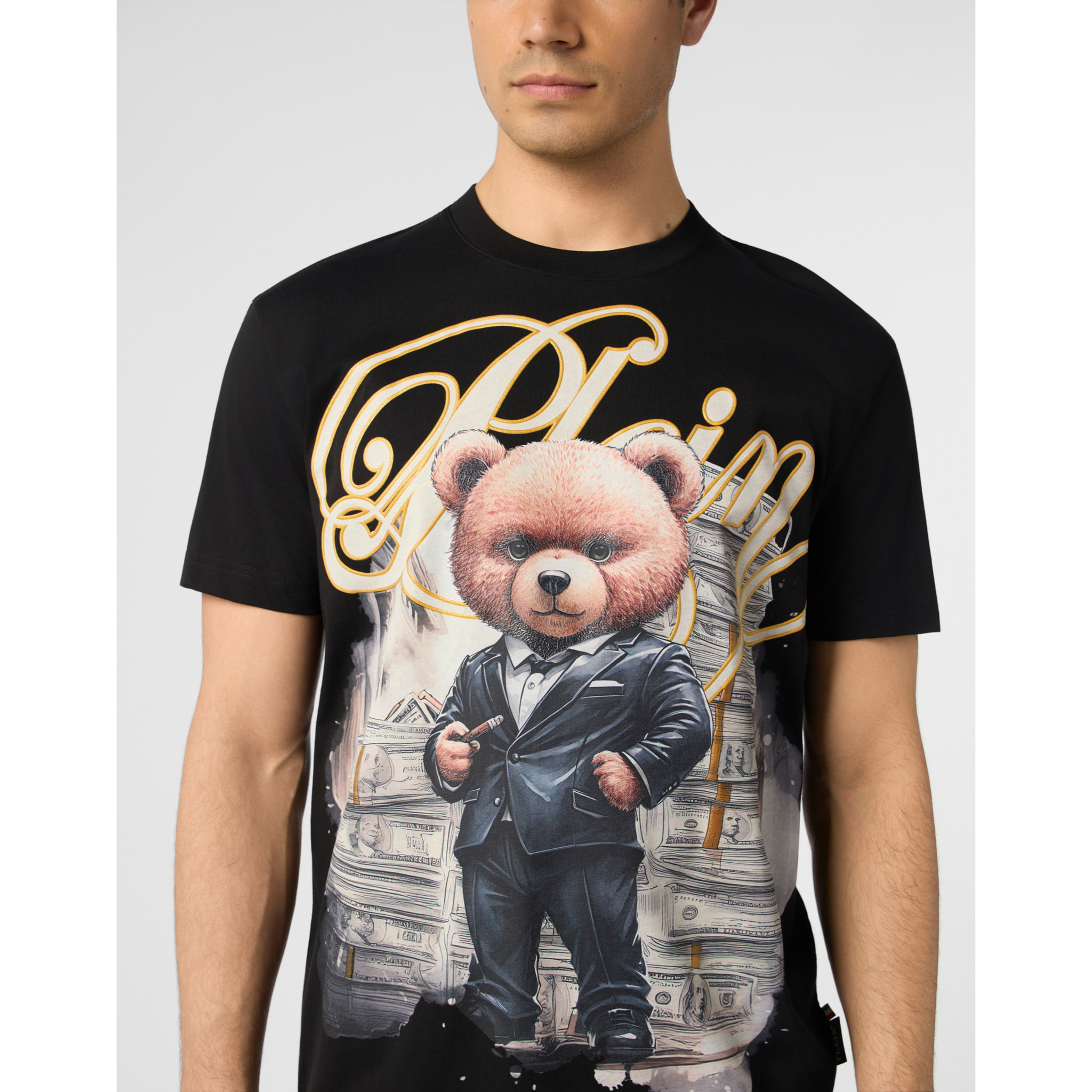 PHILIPP PLEIN Round Neck T-Shirt Teddy Tuxedo
