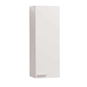 Colonna bagno Torrance, Mobile a colonna per bagno a 1 anta, Armadio pensile sospeso con 1 ripiano, cm 30x25h85, Bianco lucido