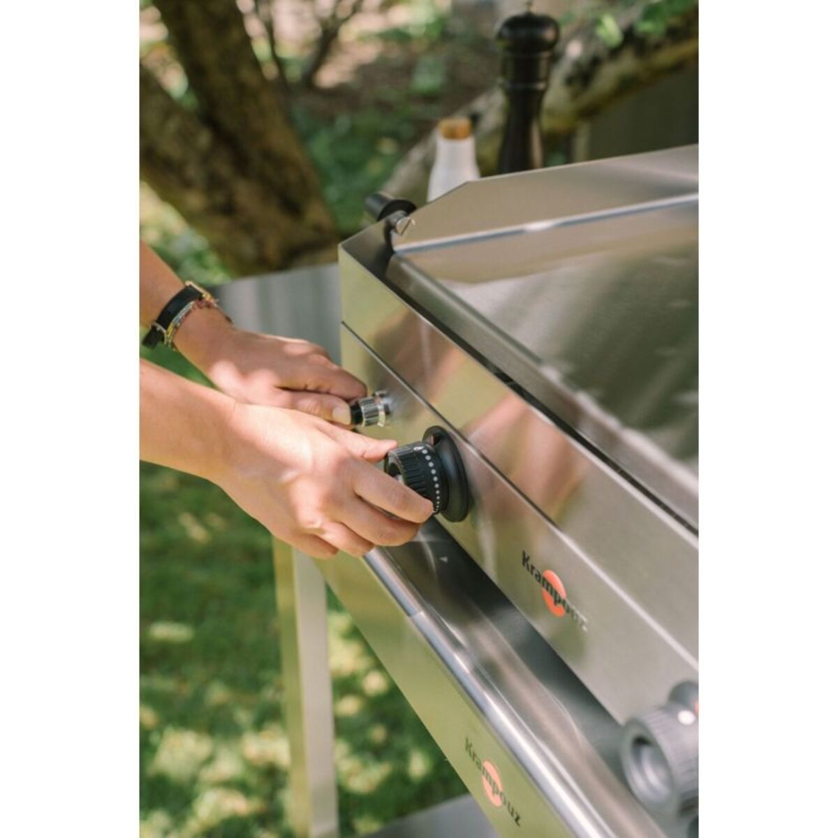 Plancha gaz KRAMPOUZ SAVEUR inox 2 brûleurs à poser, 64x34 cm