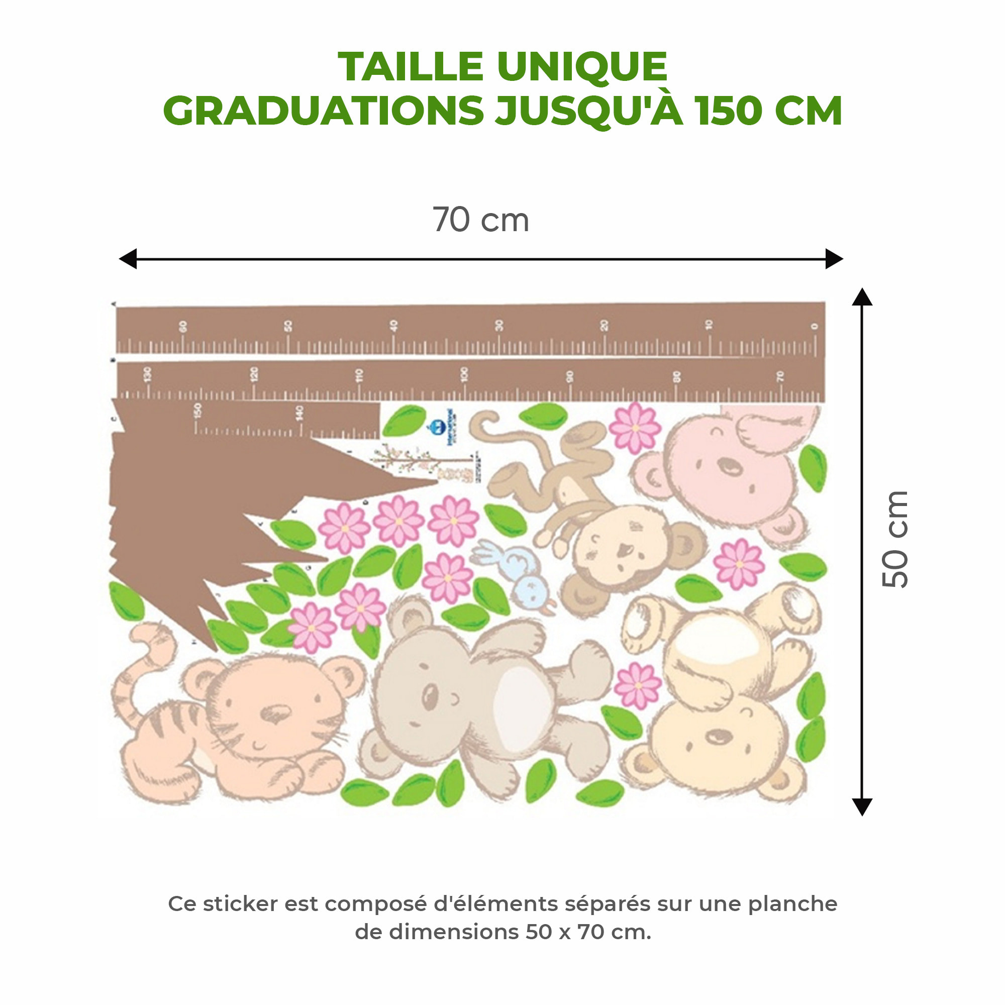 Stickers Muraux décoration adhésifs toise arbre fleuri
