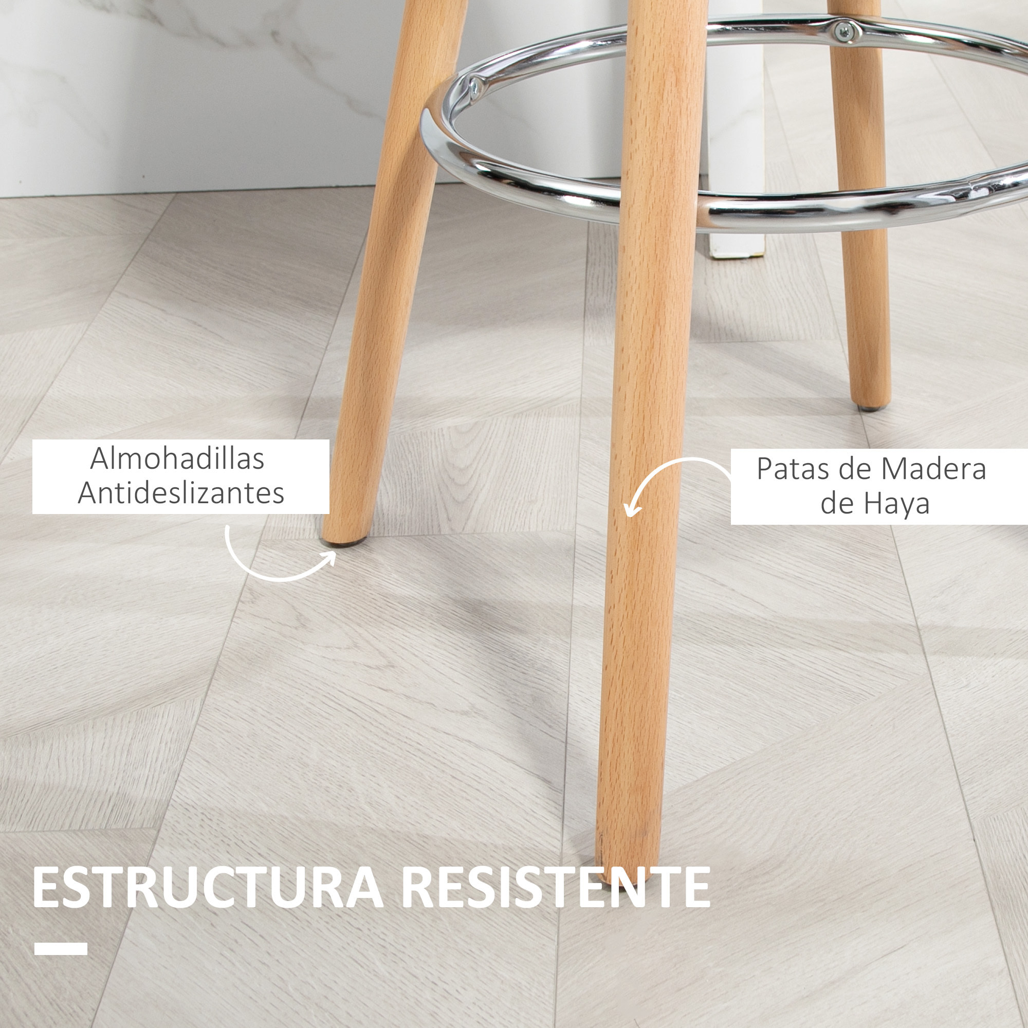 Juego de 2 Taburetes Altos de Cocina Altura Asiento 69 cm Taburetes de Bar Sillas Altas de Cocina Tapizado en PU con Respaldo Patas de Madera para Comedor Negro