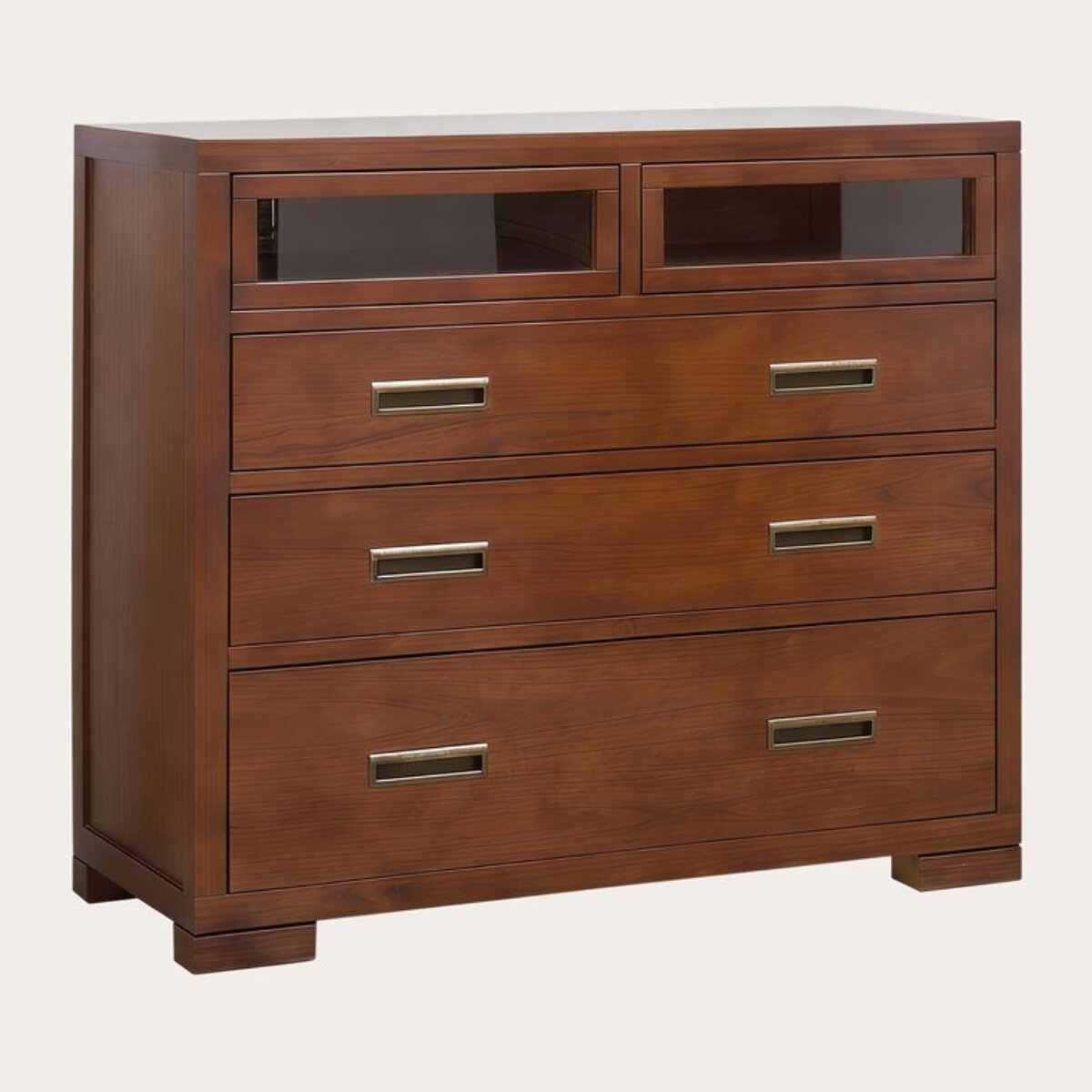 Commode Kenia -bois massif de mindi et placage naturel de mindi-couleur teck 110 x 95 x 45 cm