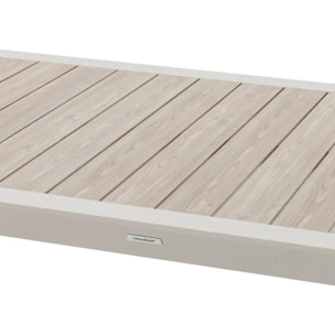 Table de jardin "Évasion" effet bois lin & argile 8 places lates en aluminium