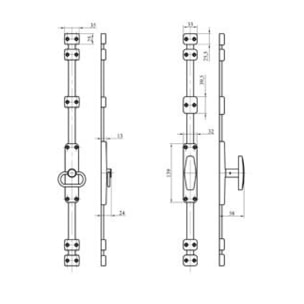 Crémone 3BX MAP MASSARD - Zinc bout inox - 3BX