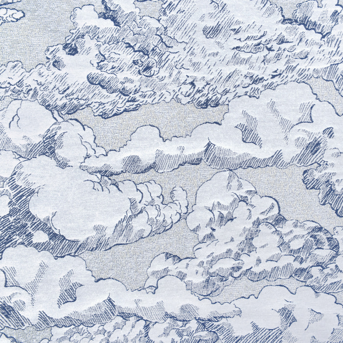 Rideau jacquard motif nuage à oeillets - Bleu Foncé